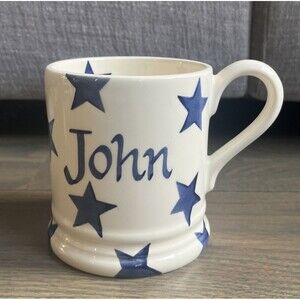Emma Bridgewater Blue Stars Personalized John Cream Coffee Mug